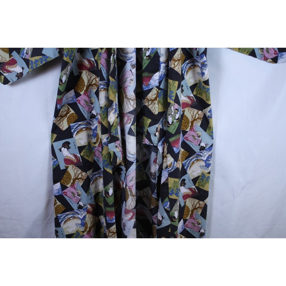 Kimono Japanese Vintage Robe Unbranded O/S Open Front Cotton Floral Ocean Nature - Picture 5 of 13